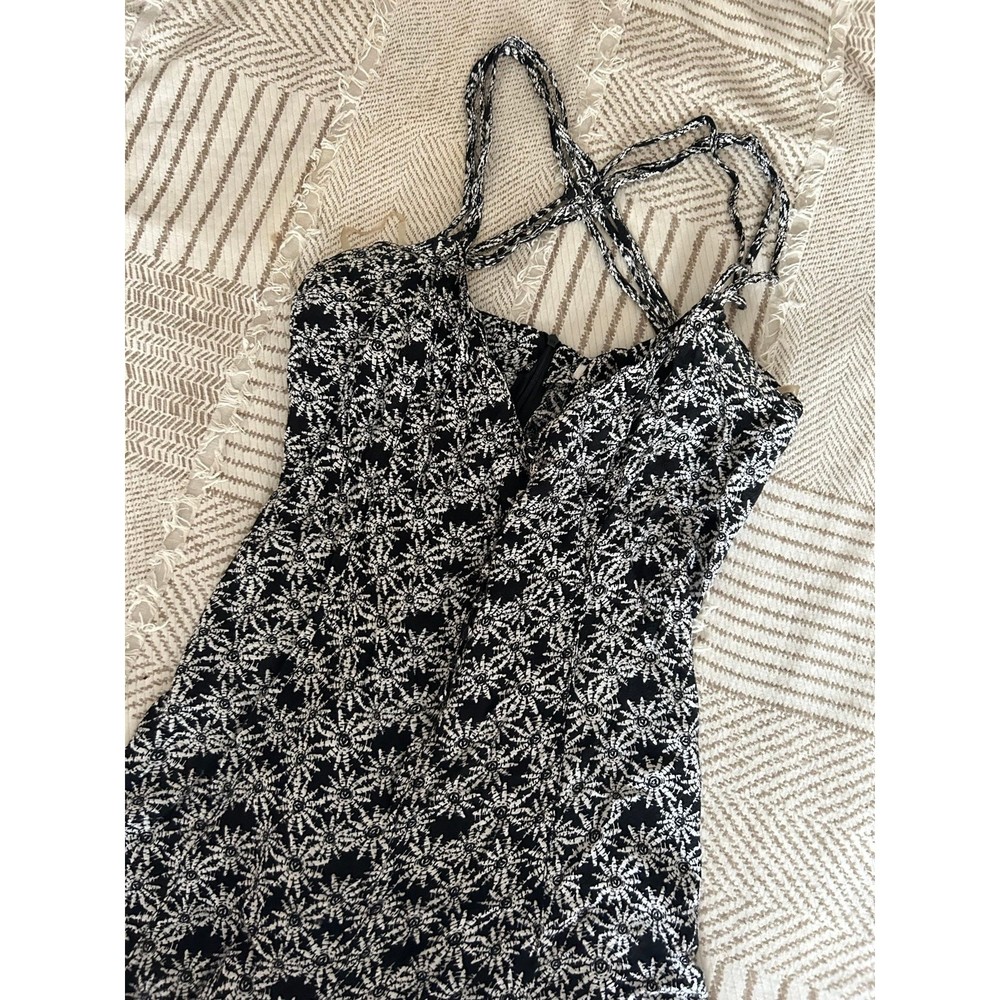American Rag Black and White Floral Button Front Romper